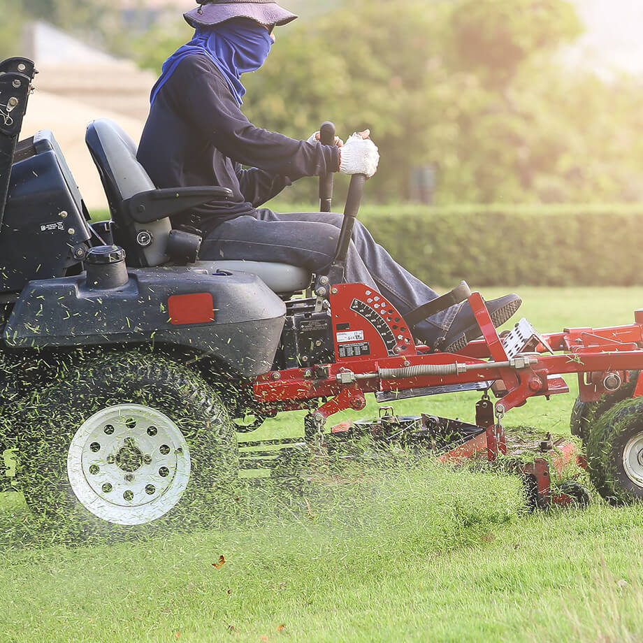 a person mowing